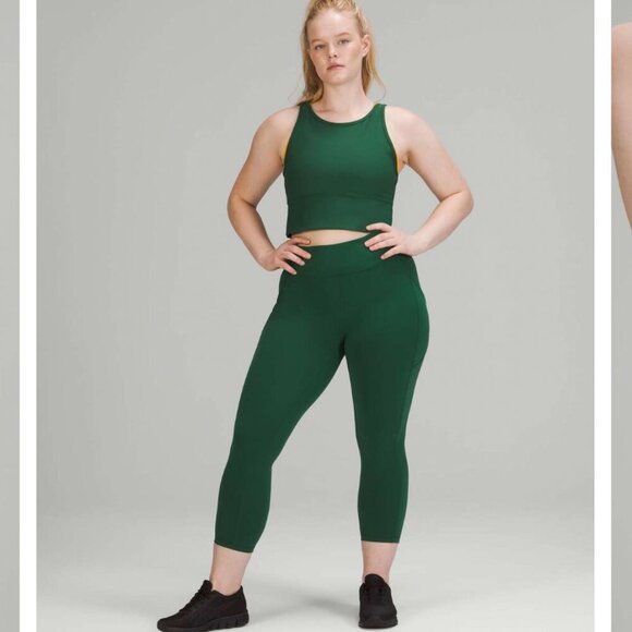 Lululemon Power Pivot tank top in everglade green ribbed size 10 - Picture 2 of 11